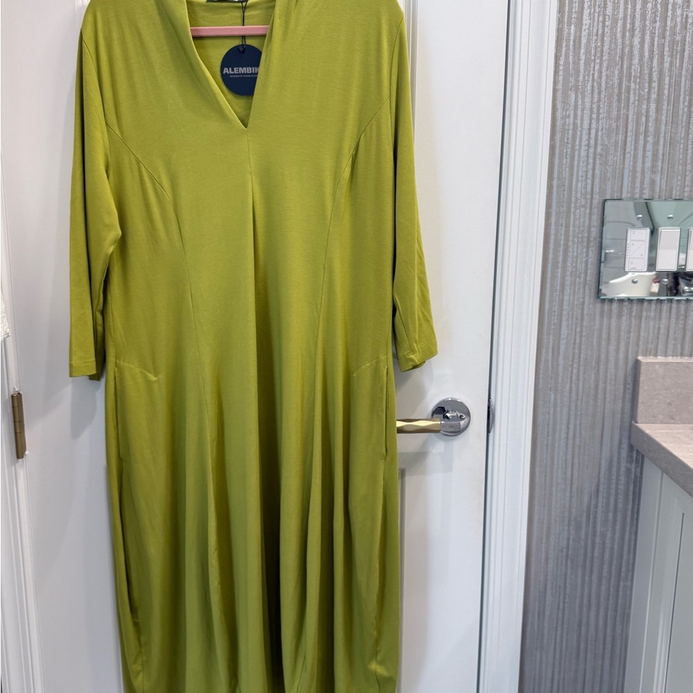 Alembika Lime V-Neck Maxi Dress